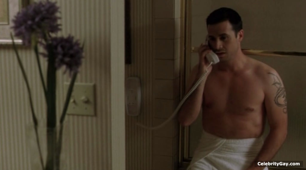 Freddie Prinze Jr. appears shirtless on the screen. 