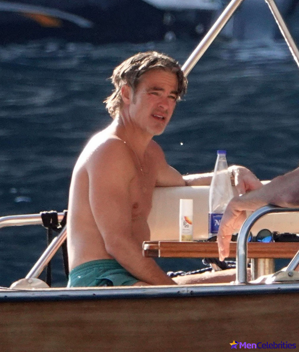 Chris Pine took off his shirt and enjoyed his time on the boat