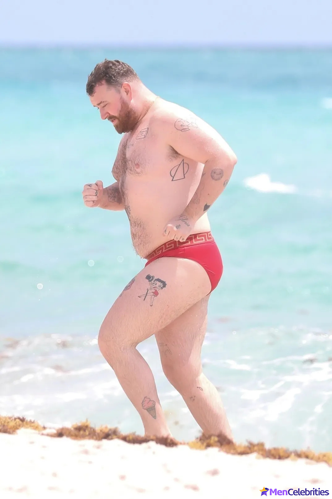 Sam Smith Shirtless And Tiny Speedo On A Beach
