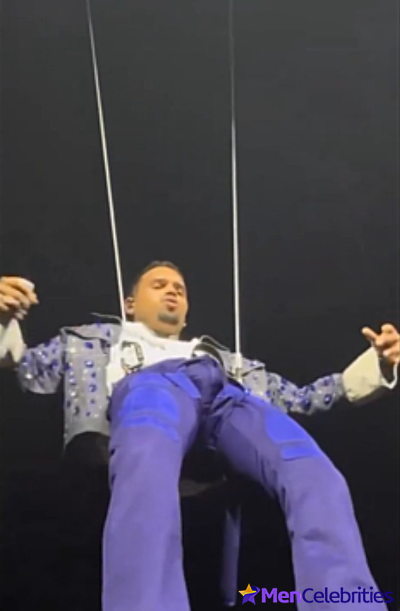 Chris Brown teases fans with his big bulge during a concert