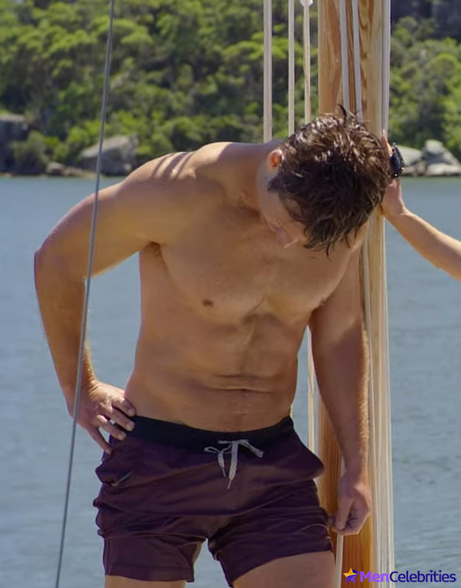 Glen Powell Shirtless and His Canine Co-Star