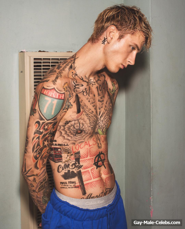 Machine Gun Kelly shirtless