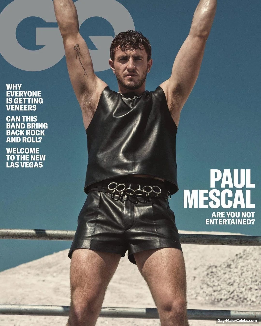 Paul Mescal Bulge Cock & Leather Outfit GQ Photoshoot