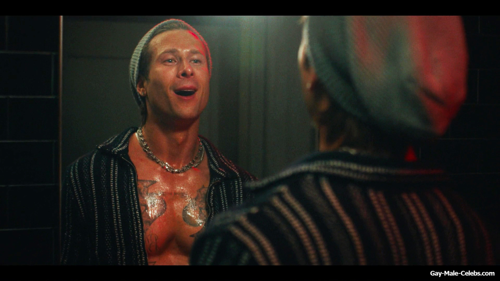 Glen Powell shirtless in Chad Powers