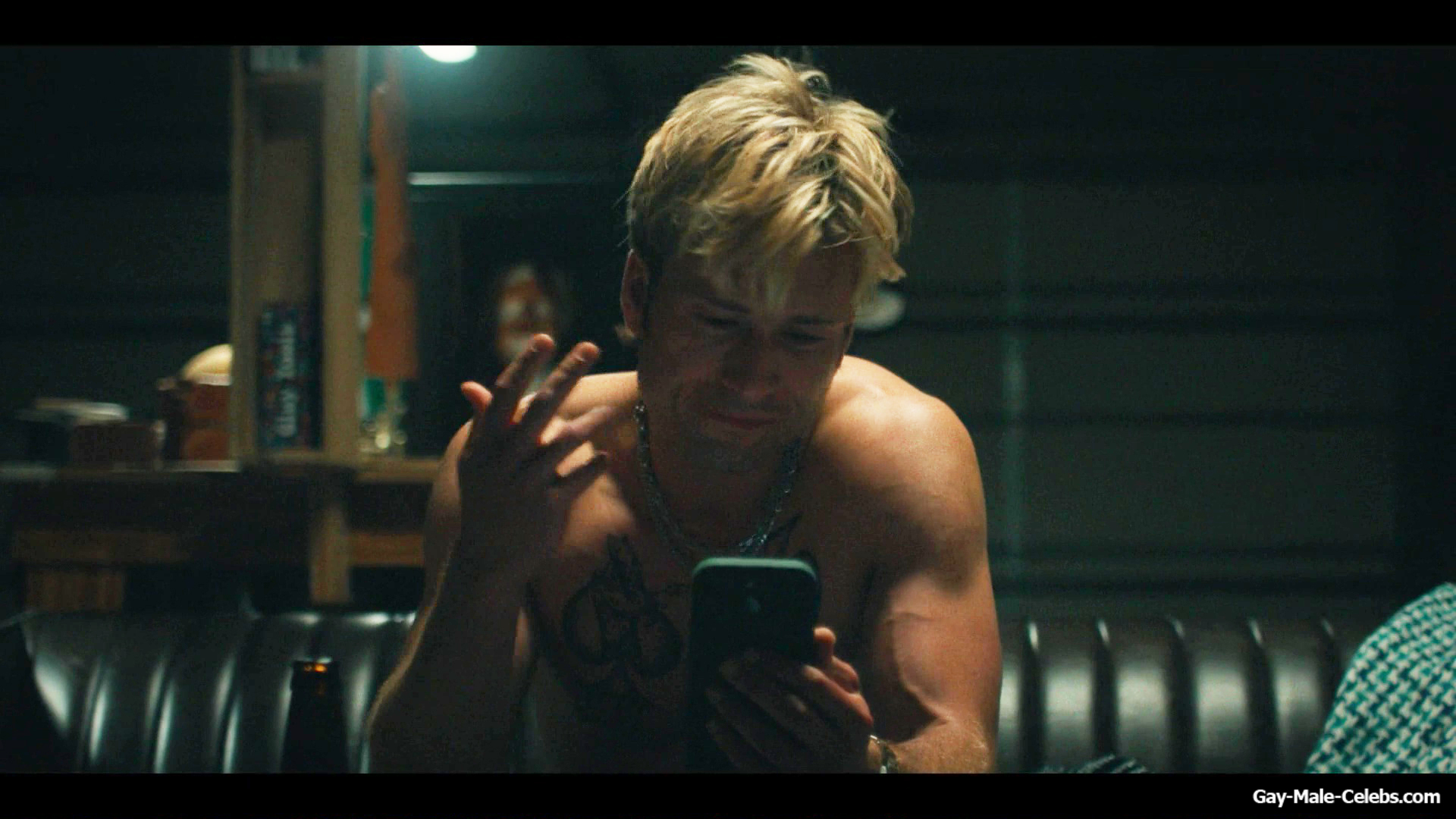 Glen Powell shirtless in Chad Powers