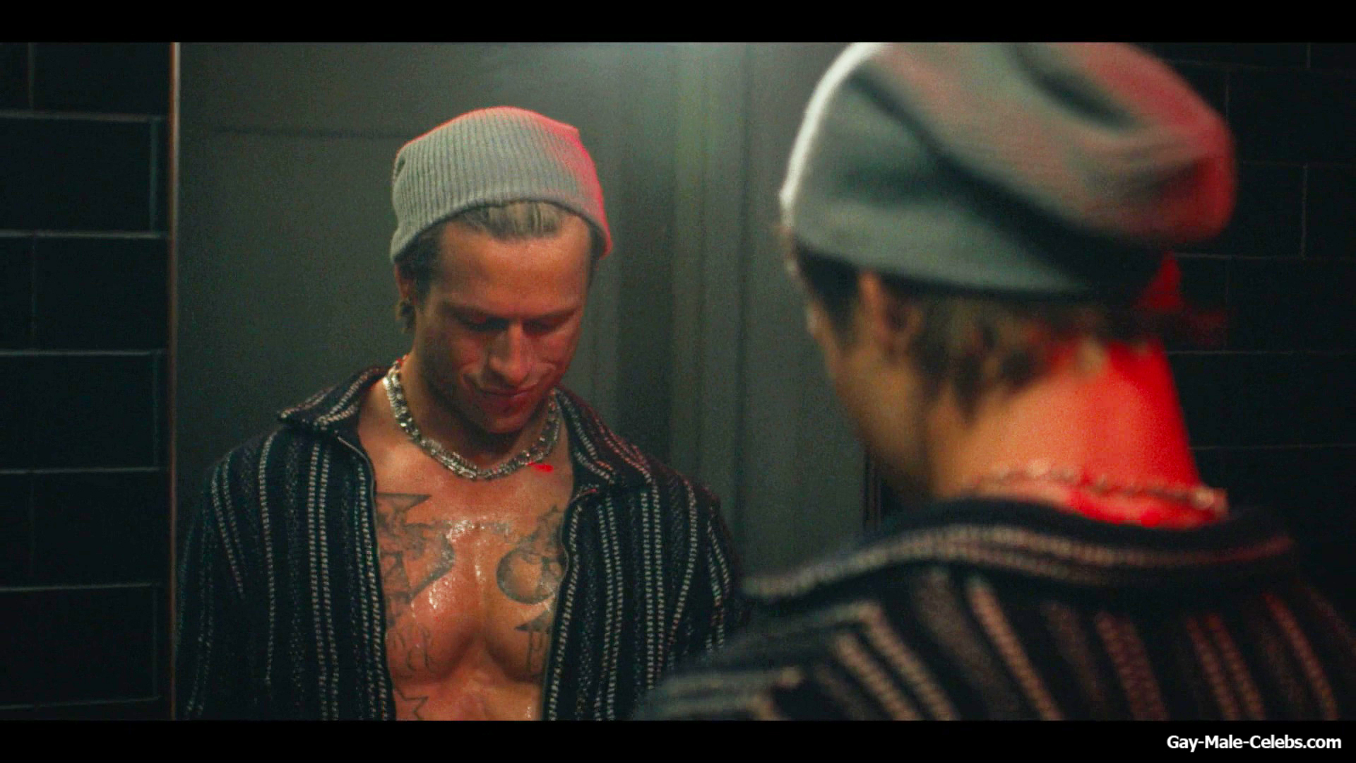 Glen Powell shirtless in Chad Powers