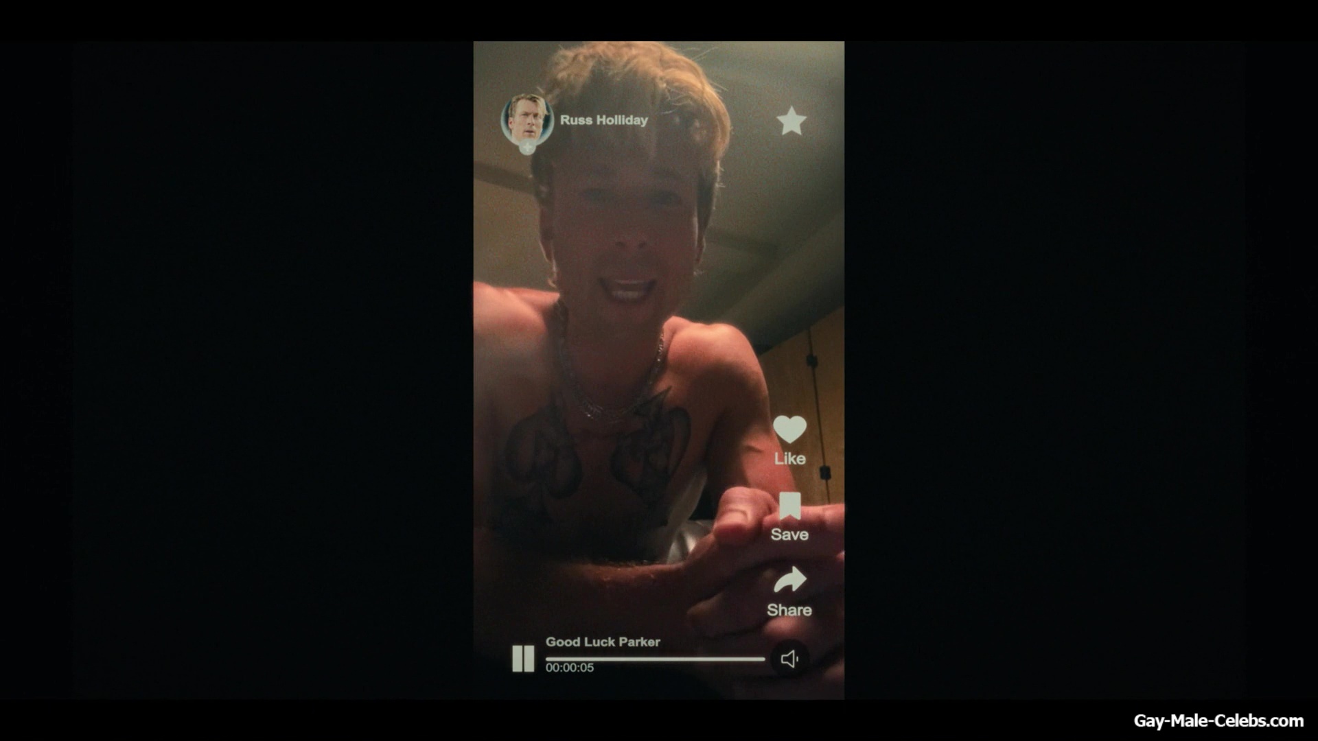 Glen Powell shirtless in Chad Powers