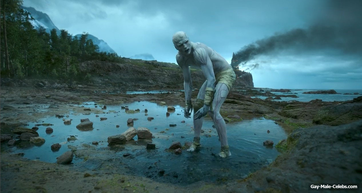 Jacob Elordi shirtless in Frankenstein