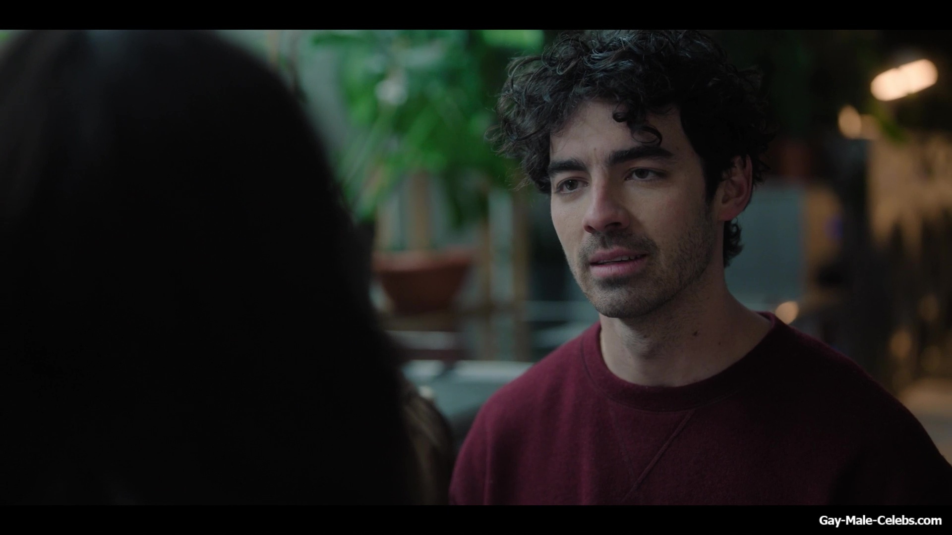 Joe Jonas shirtless in A Very Jonas Christmas Movie