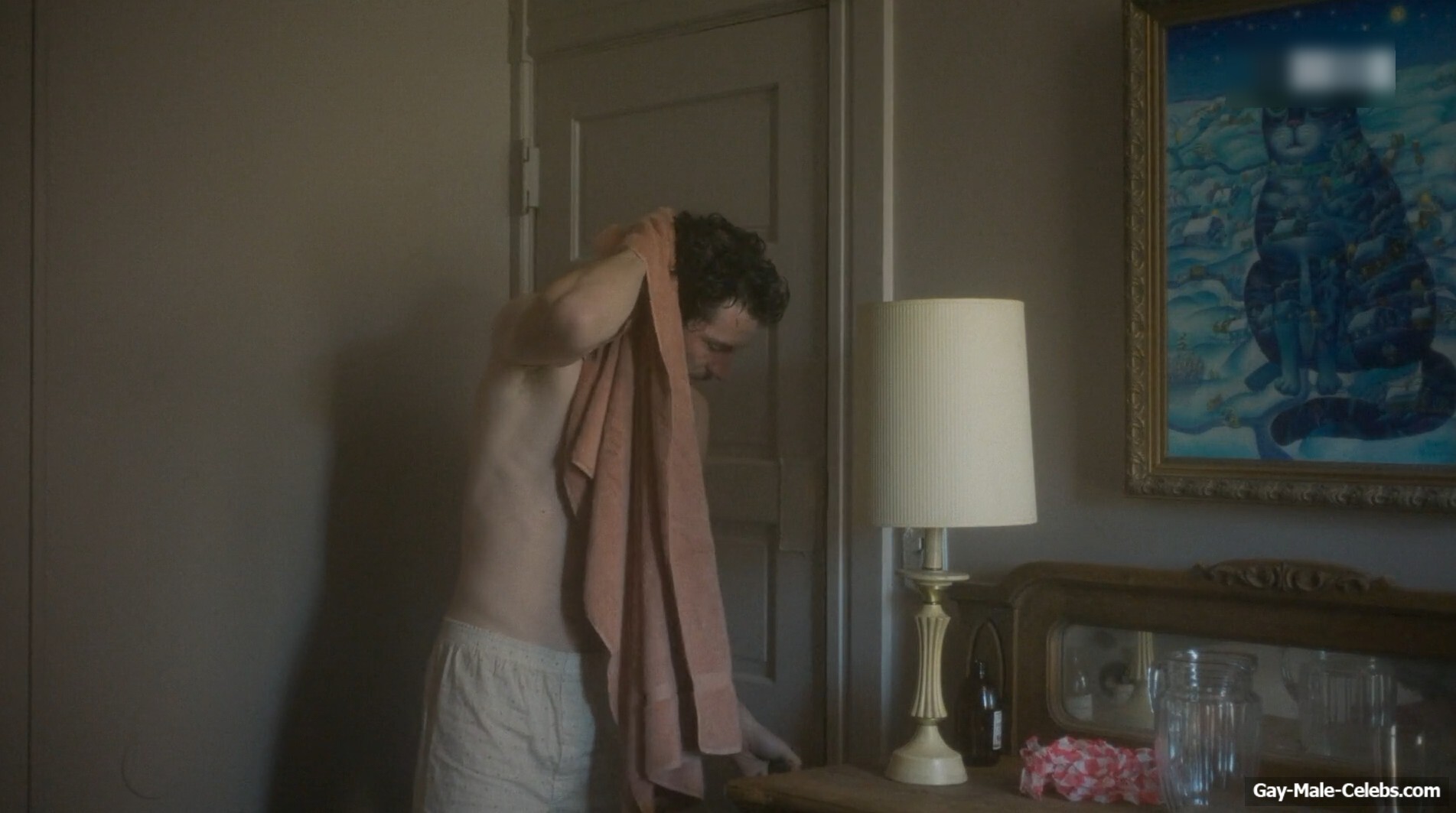Josh O'Connor shirtless in The Mastermind