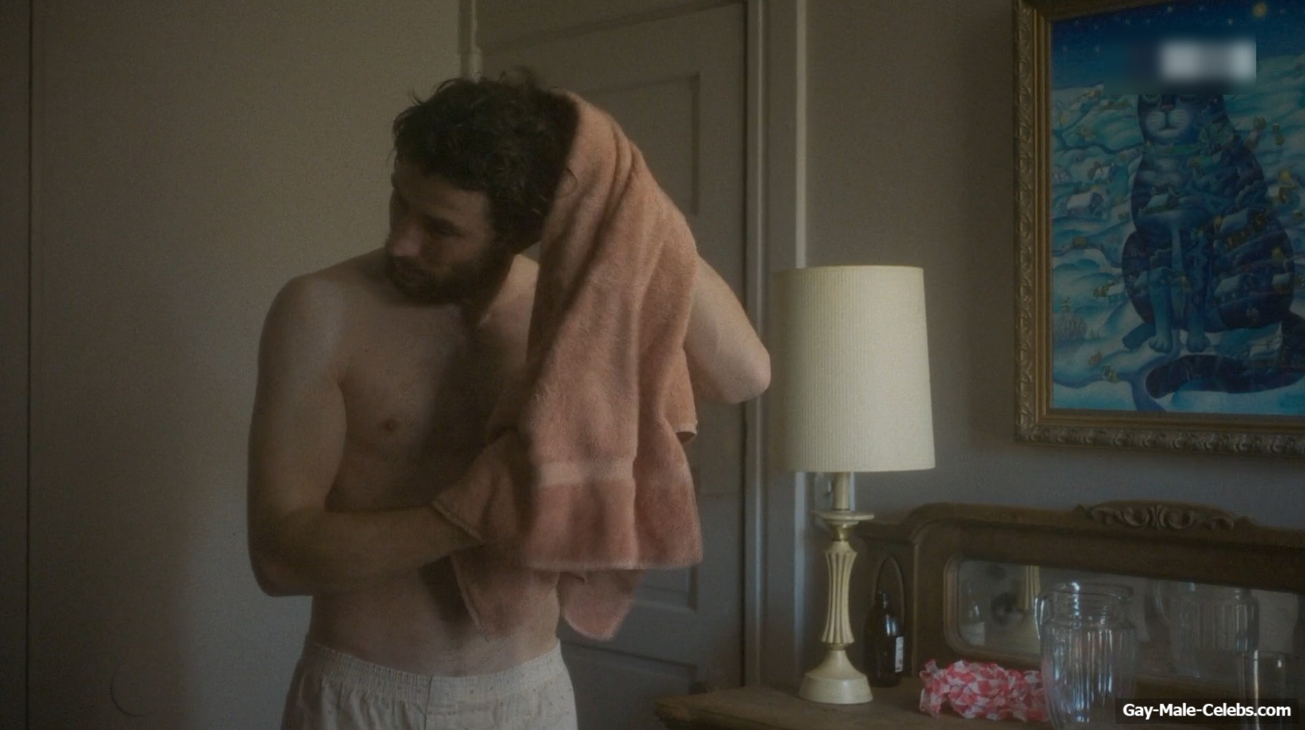 Josh O'Connor shirtless in The Mastermind