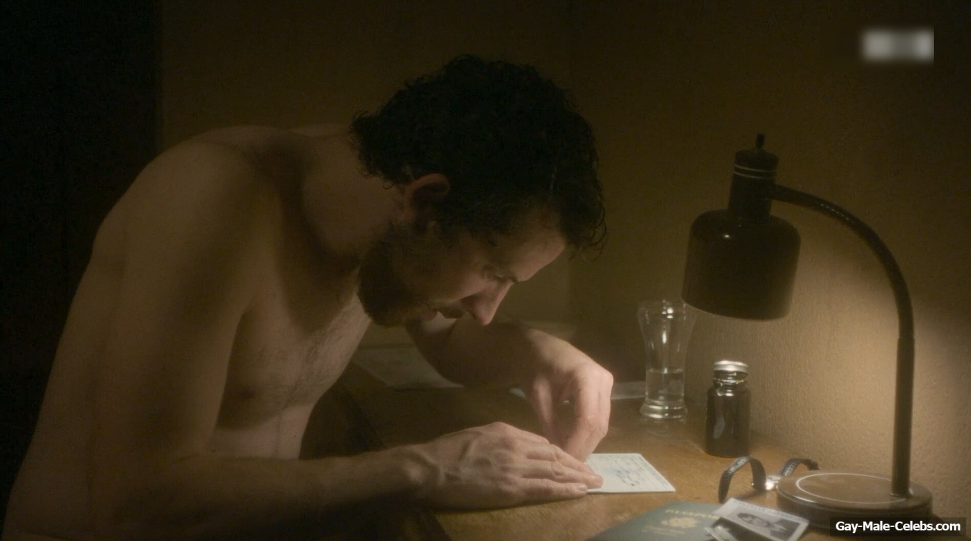 Josh O'Connor shirtless in The Mastermind