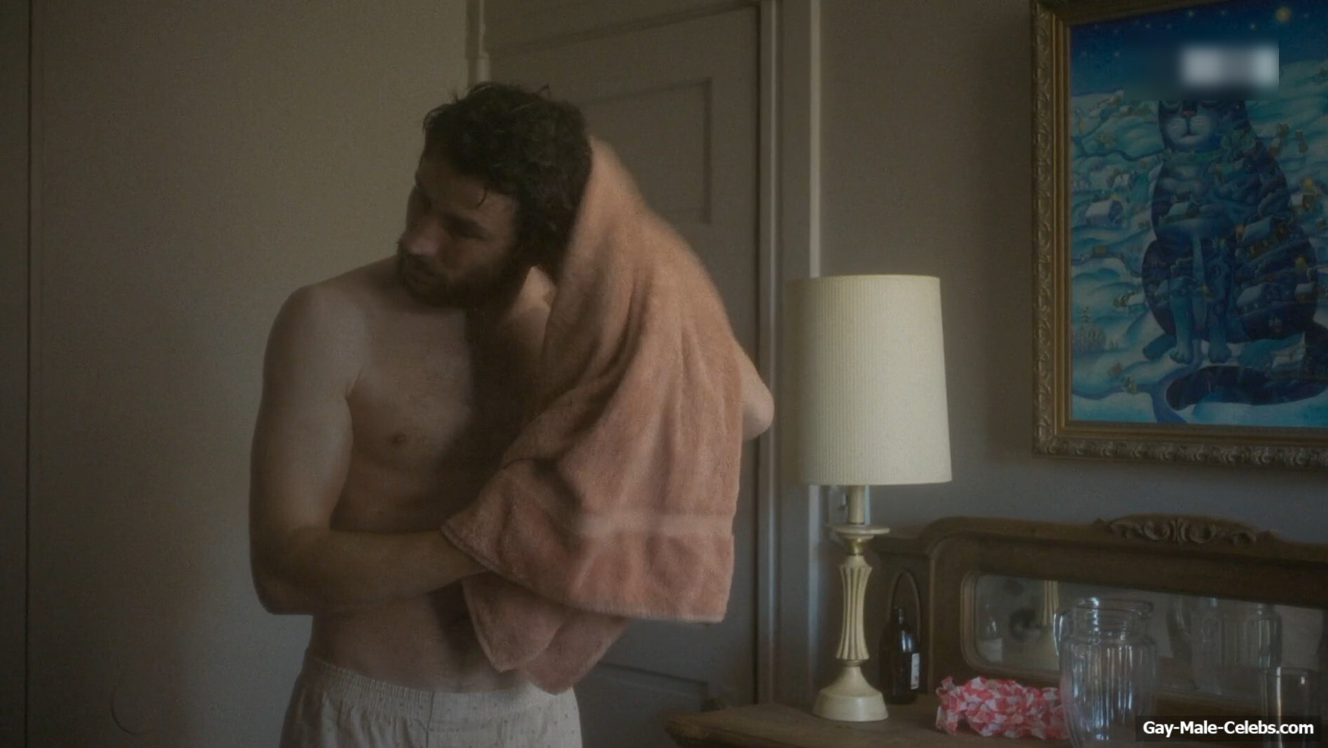 Josh O'Connor shirtless in The Mastermind