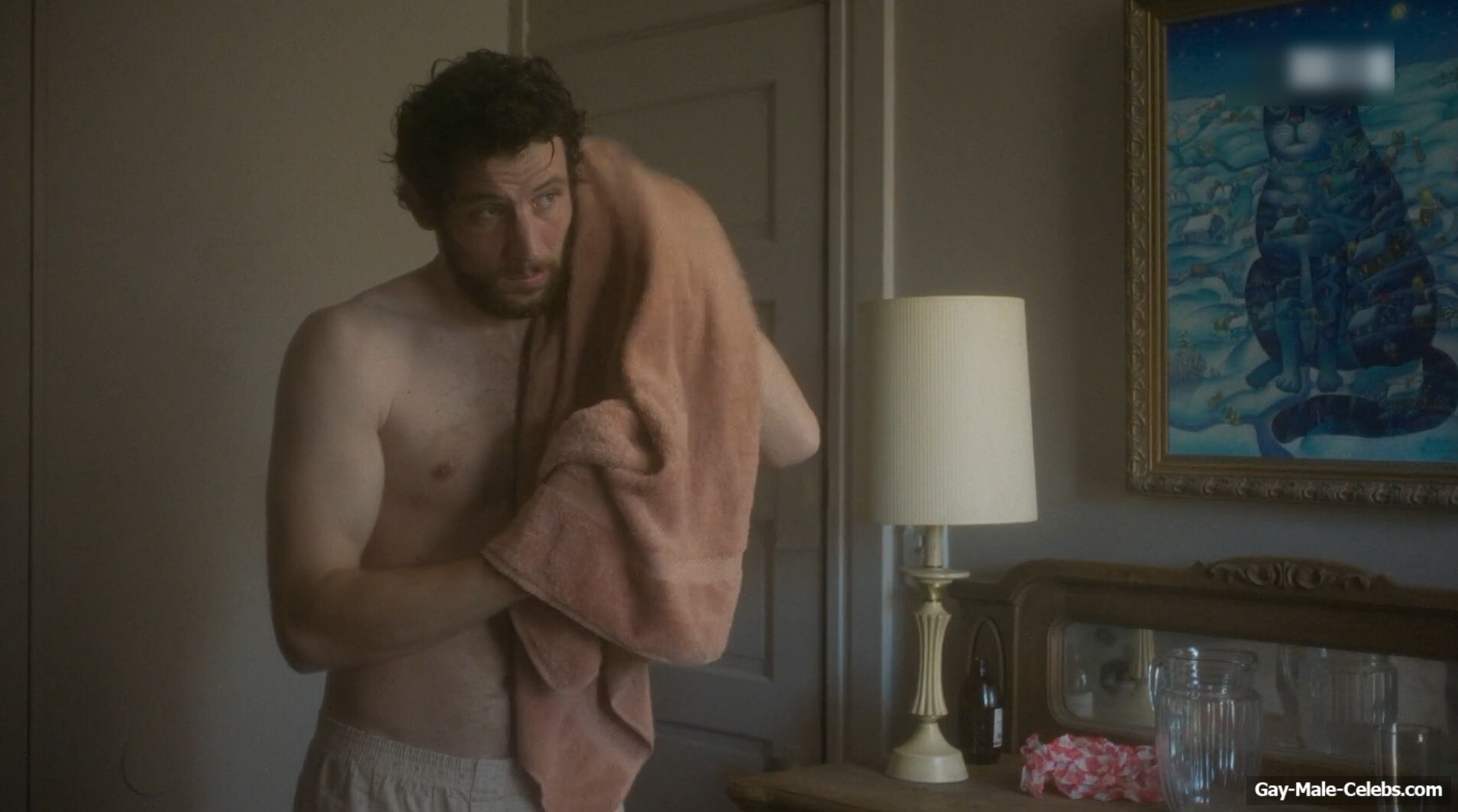 Josh O'Connor shirtless in The Mastermind