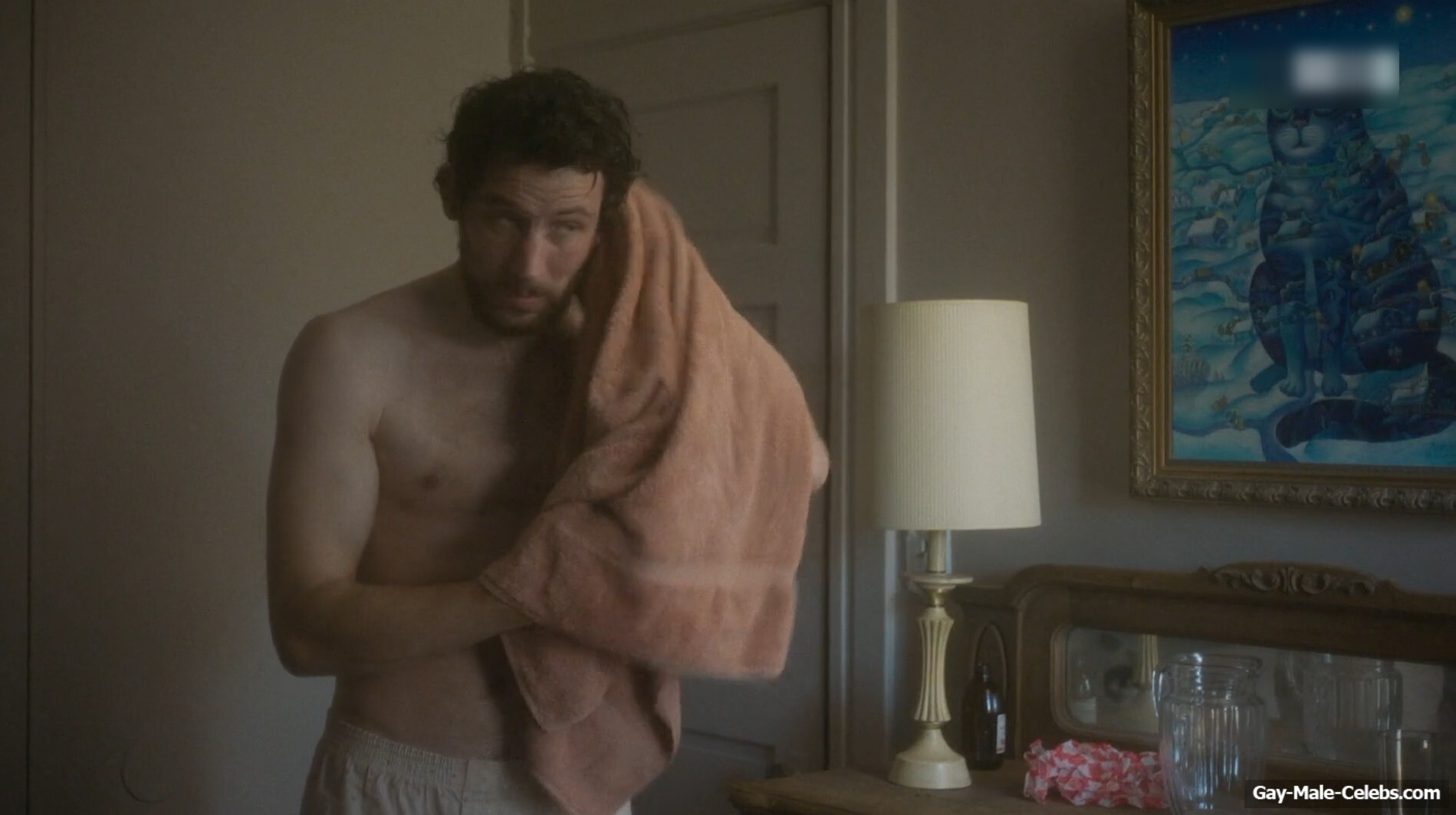 Josh O'Connor shirtless in The Mastermind