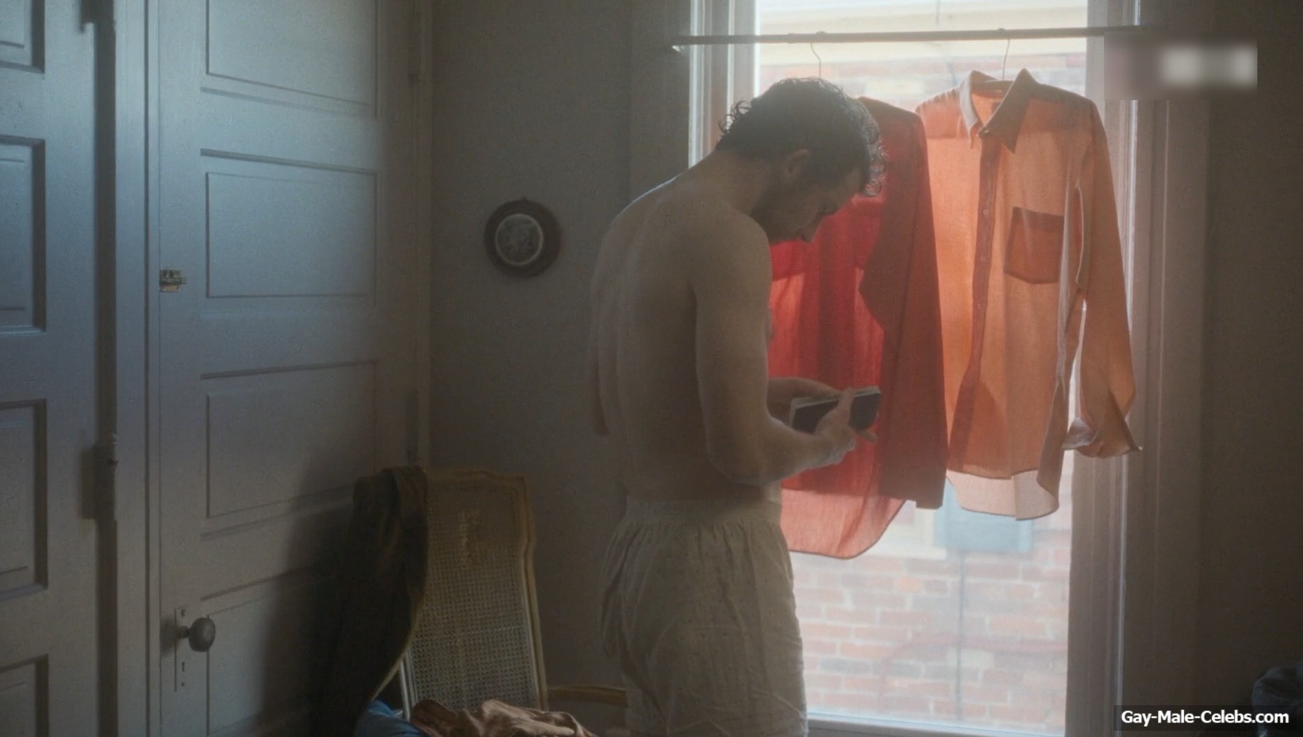 Josh O'Connor shirtless in The Mastermind