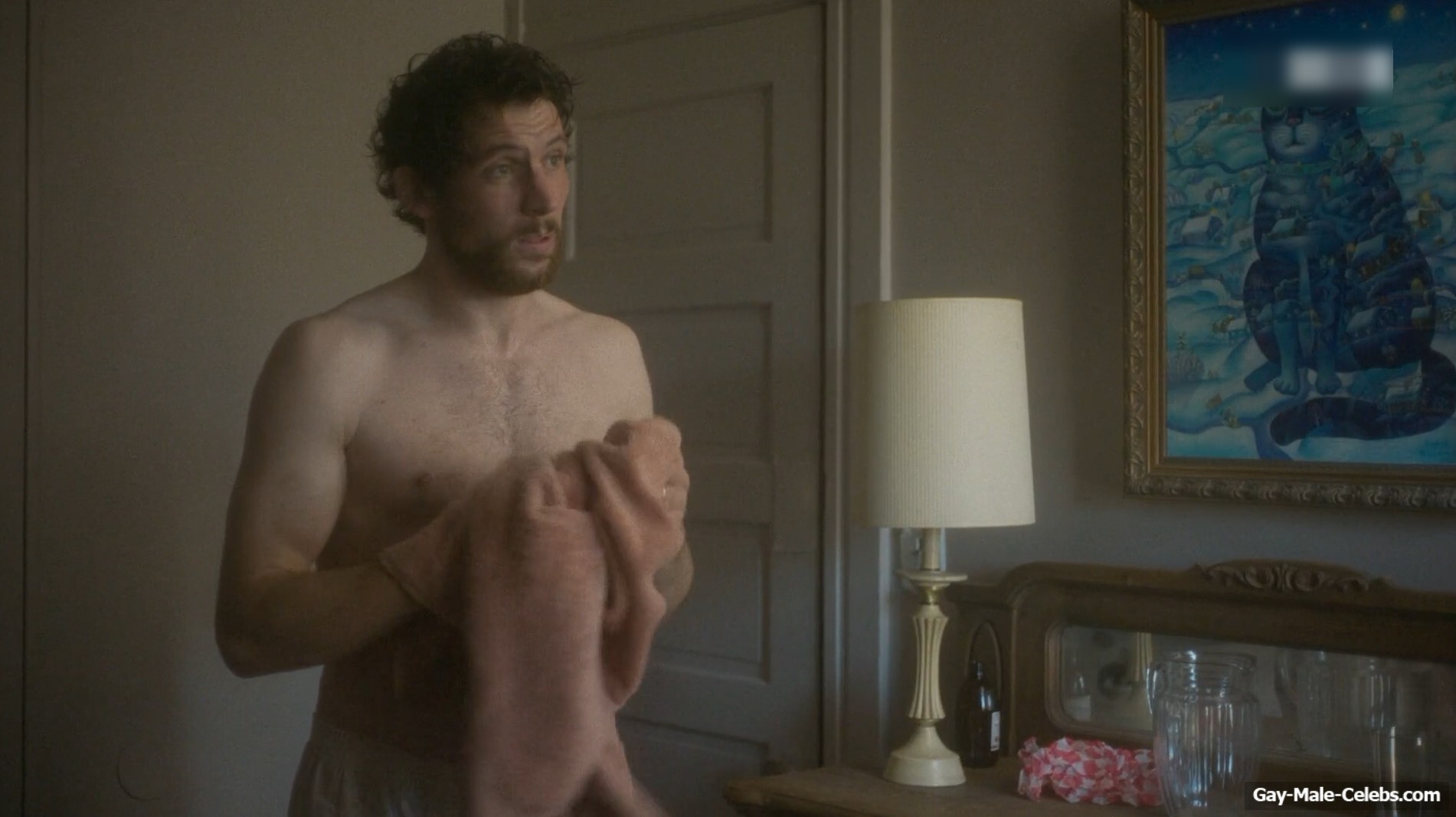 Josh O'Connor shirtless in The Mastermind