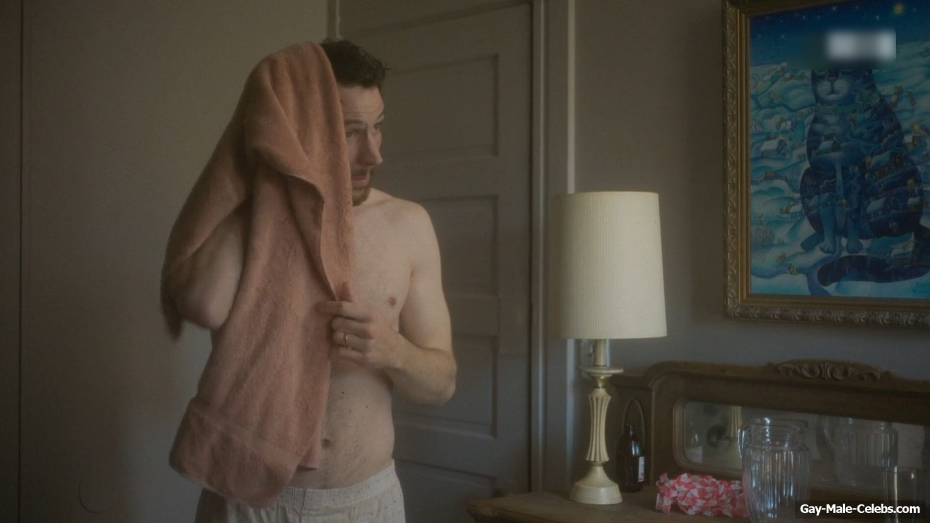 Josh O'Connor shirtless in The Mastermind
