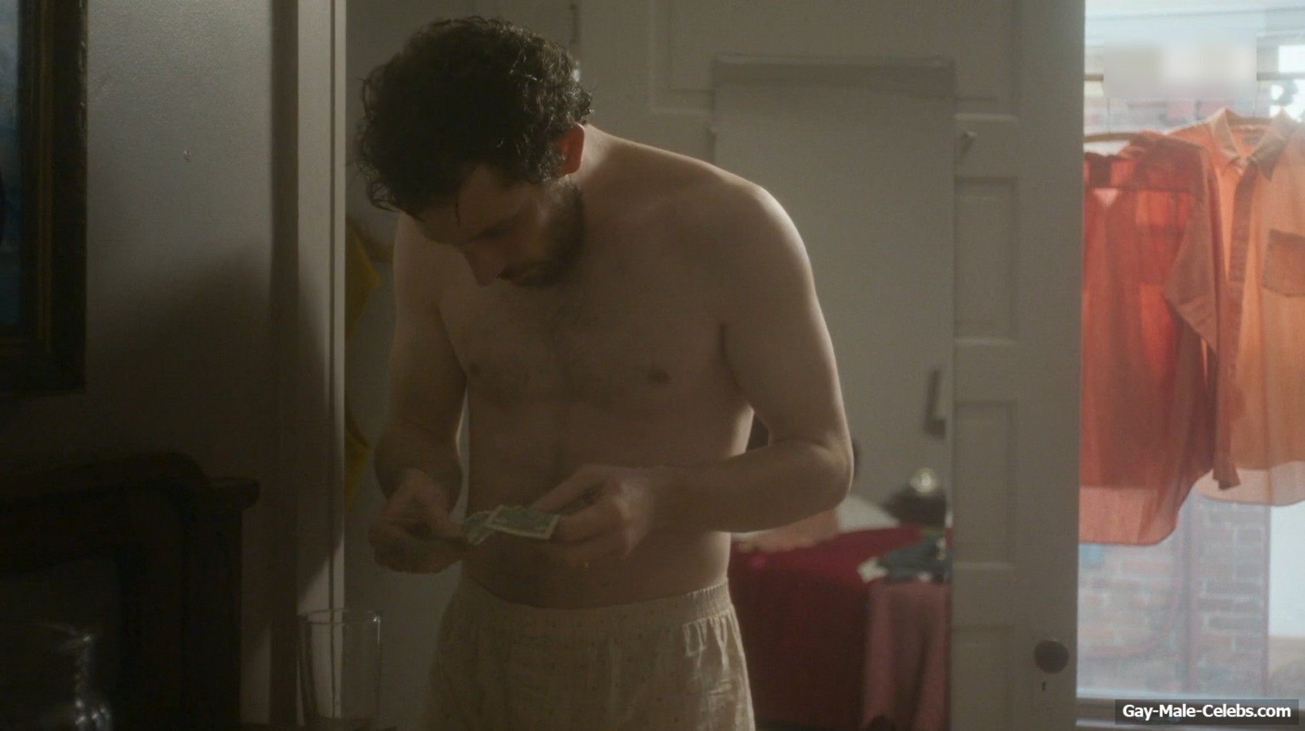 Josh O'Connor shirtless in The Mastermind