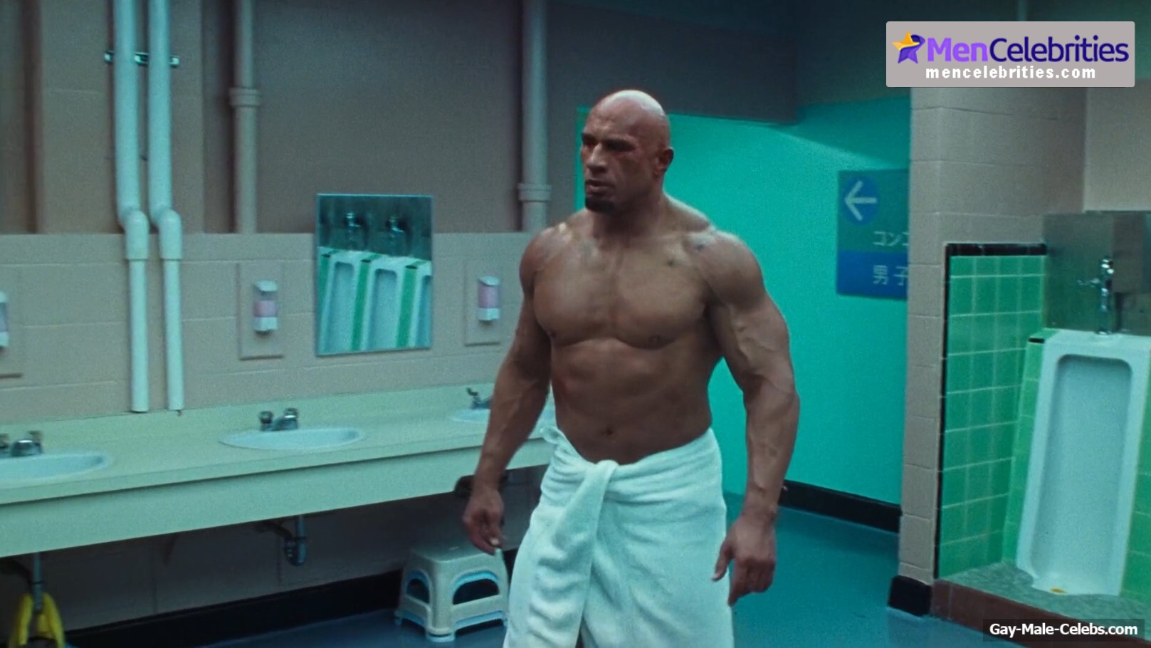 Dwayne Johnson shirtles in The Smashing Machine
