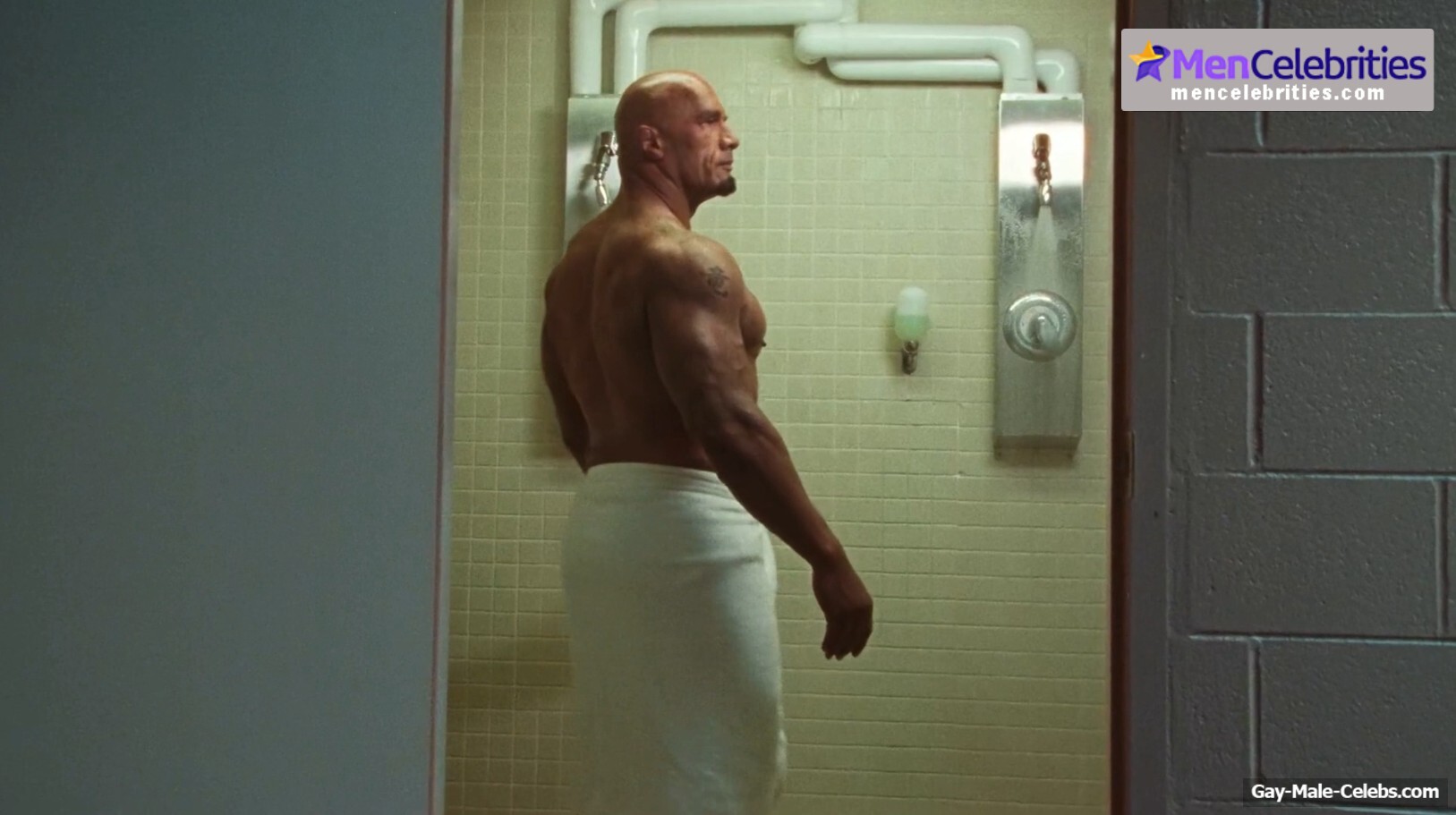 Dwayne Johnson shirtles in The Smashing Machine