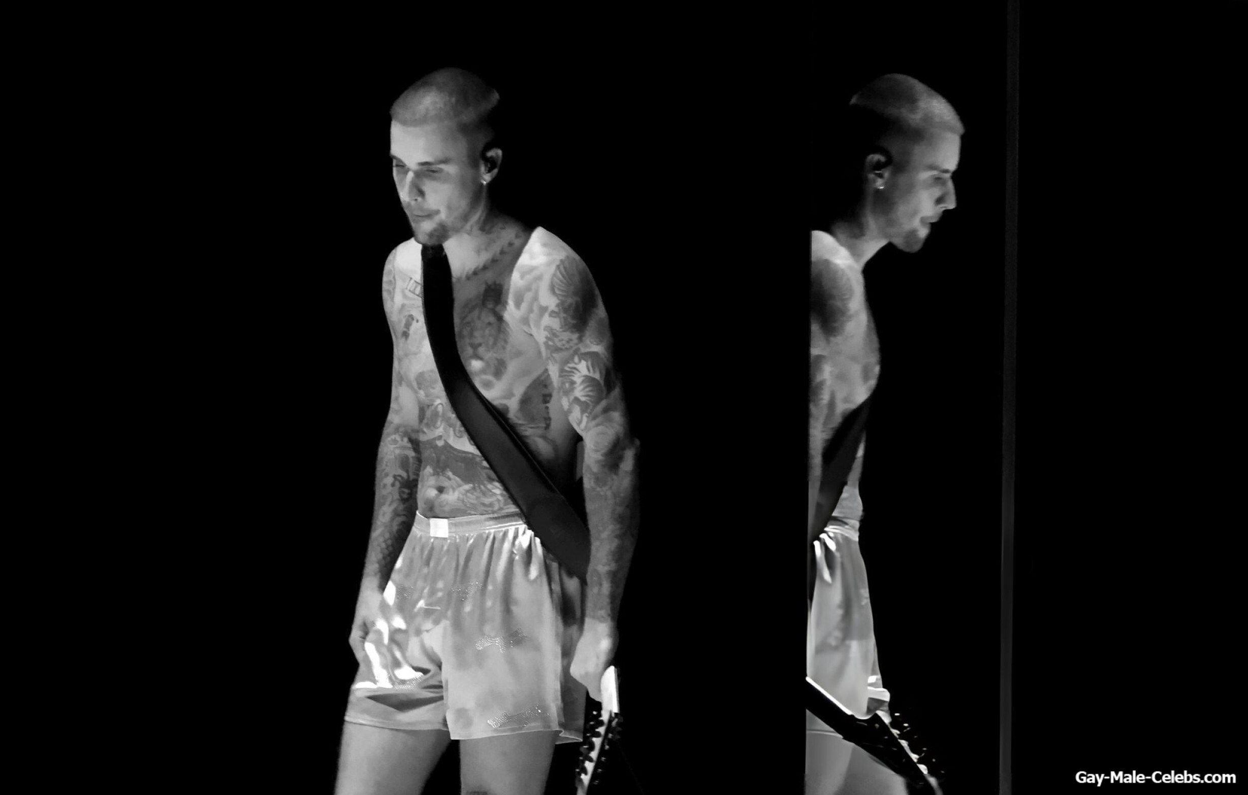 Justin Bieber Shirtless And Boxers During Grammy