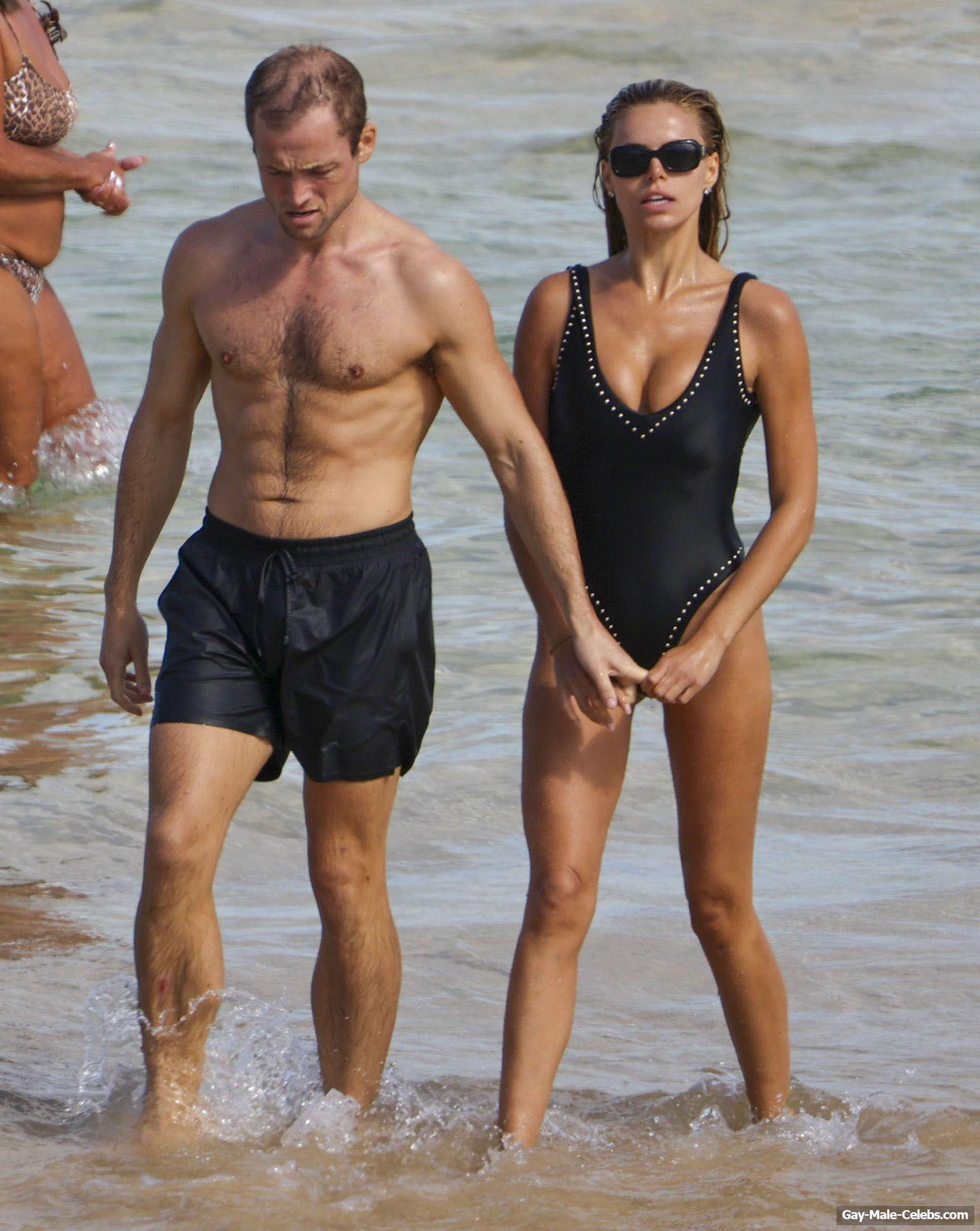 Taron Egerton shirtless beach pics