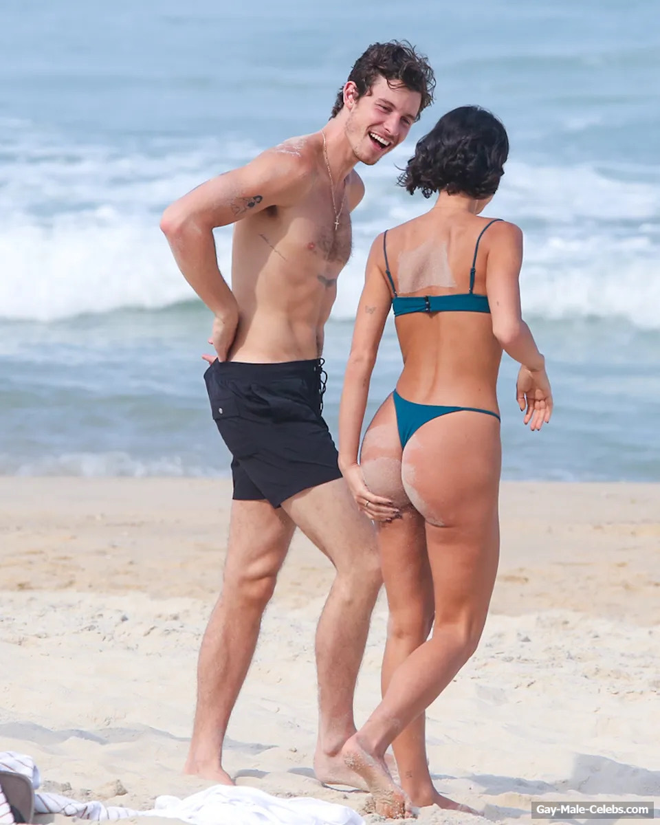 Shawn Mendes Caught Shirtless and Scratching Ones Ass On A Beach