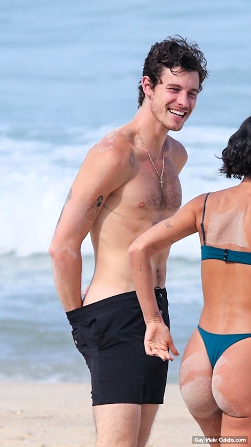 Shawn Mendes Caught Shirtless and Scratching Ones Ass On A Beach
