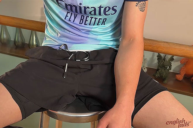 Young Straight Footballer Shows off his Lean Body & Edges his Long Uncut Cock