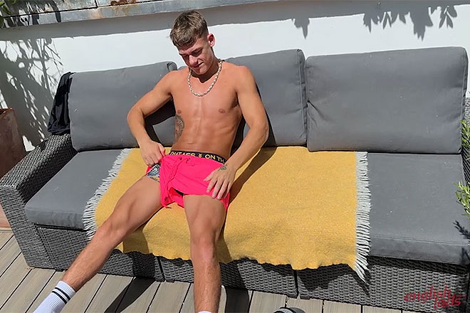 Young Straight Teen Wanks his Big Uncut Cock Outdoors