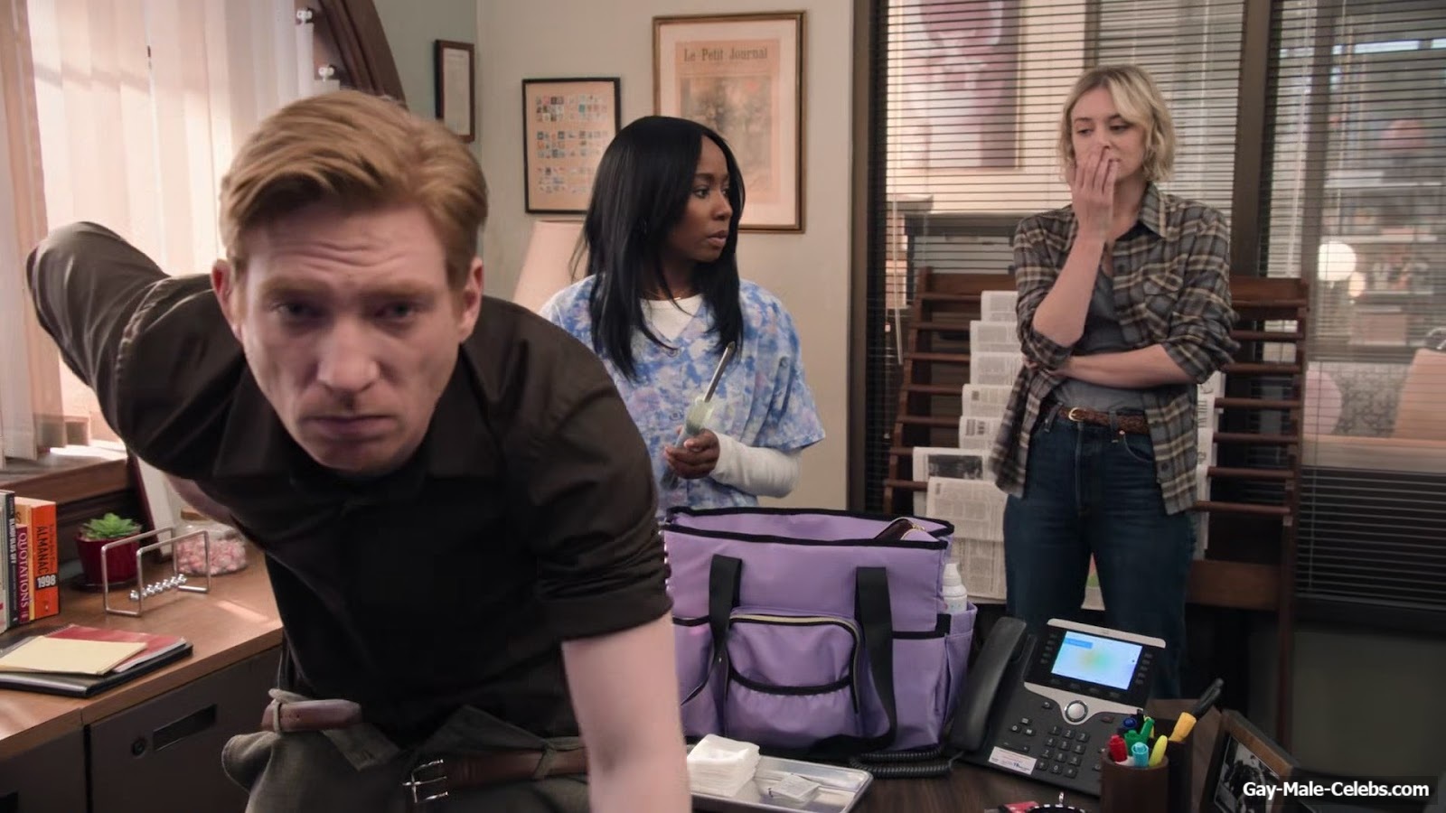 Domhnall Gleeson Bare Butt Scenes in The Paper