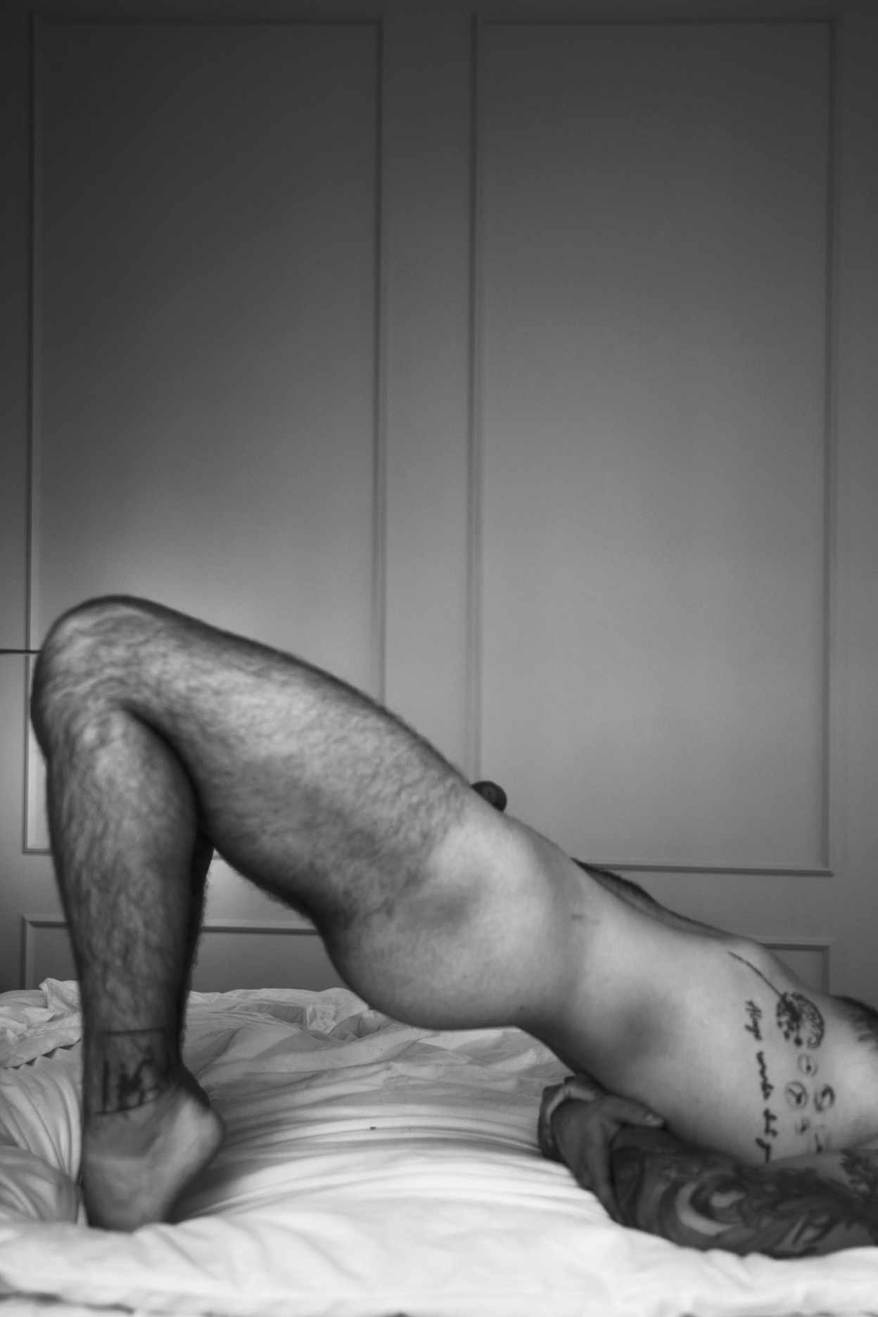 Andrii: hairy tattooed guy pulls down his jeans