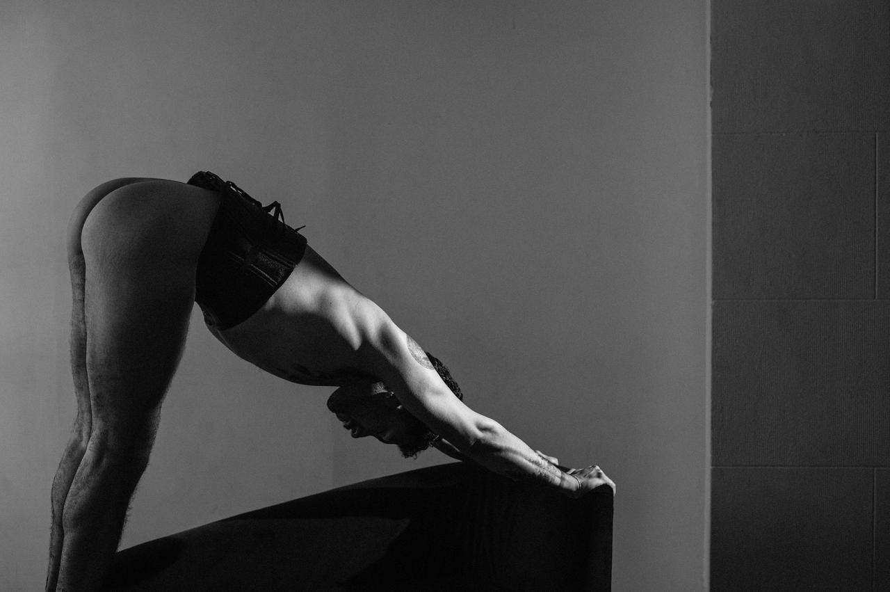Jagger Zaas, brunette in black corset