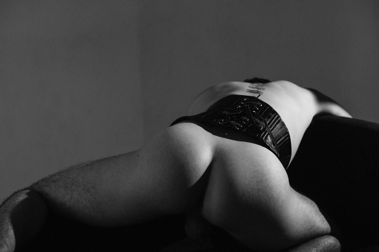 Jagger Zaas, brunette in black corset