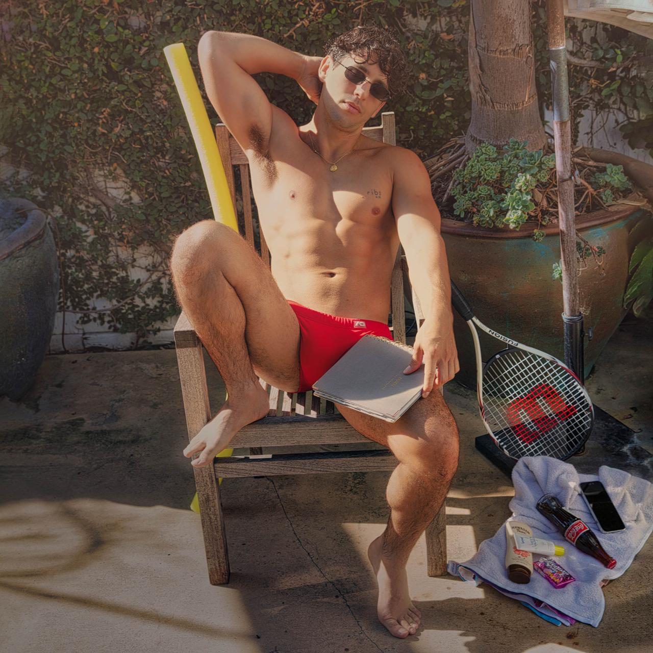 Ross, the boy next door in a red brief