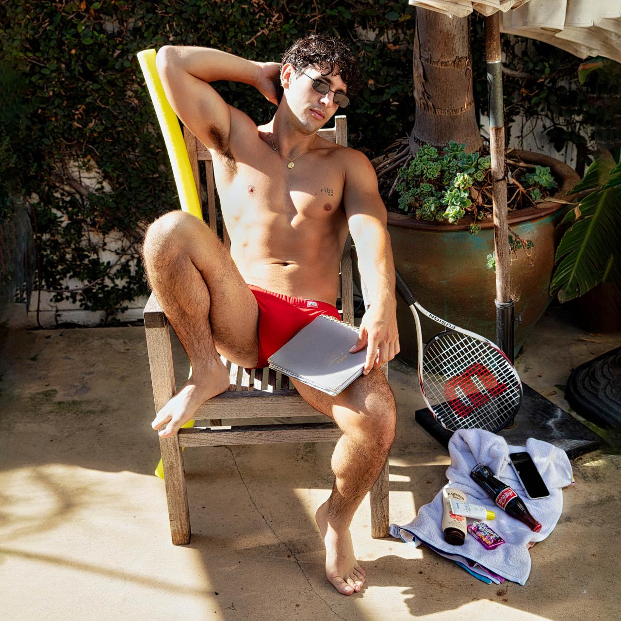 Ross, the boy next door in a red brief
