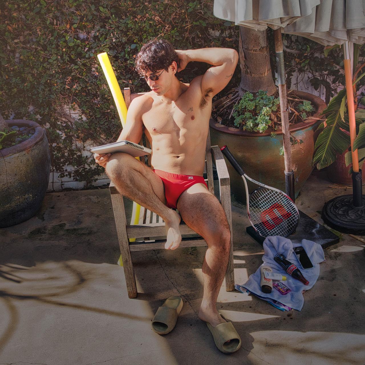 Ross, the boy next door in a red brief