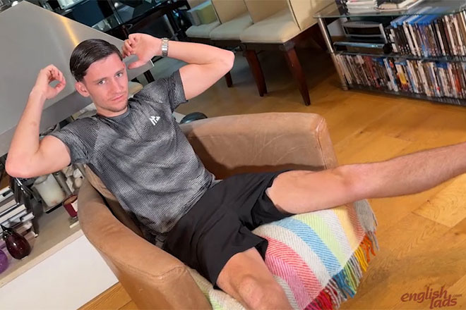 Young Footballer Shows off his Slim Body & Wanks his Long Uncut Cock & Cums!