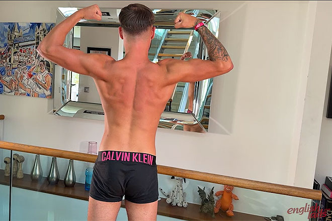 Young Lean Ice Hockey Player Shows off his Muscles