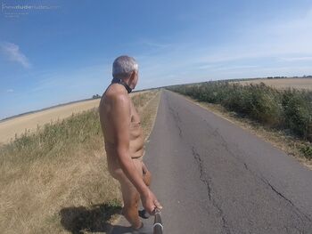Out on a daring Naked walk on the road