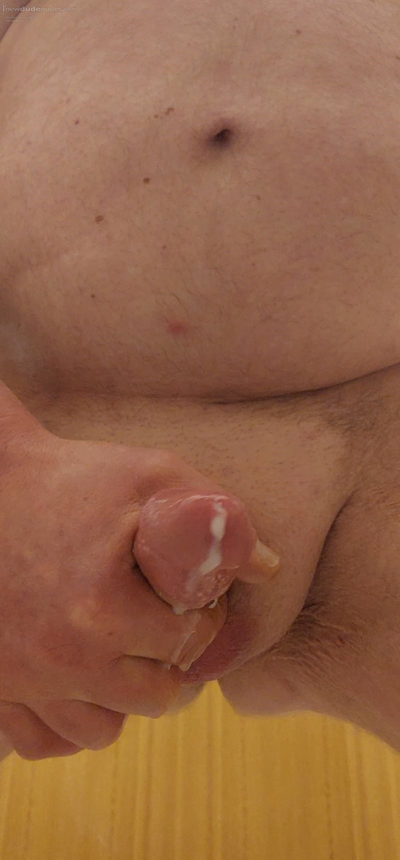 Quiet at work, naughty thoughts, resulted in this. And for the first time I had a little taste, jury is out, will have to try anothers load or my own again.