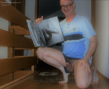 showing my hard dick, balls and a book (Berndis, Germany, 2016)