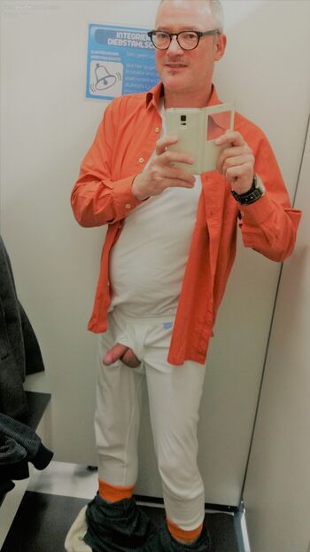 showing out off white long Johns at public place