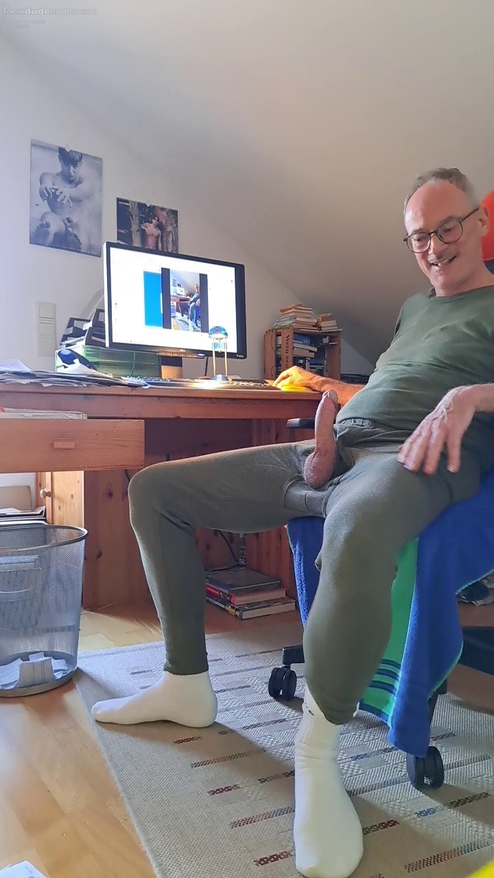 erected Boner cock and ball sack out of army long johns underwear