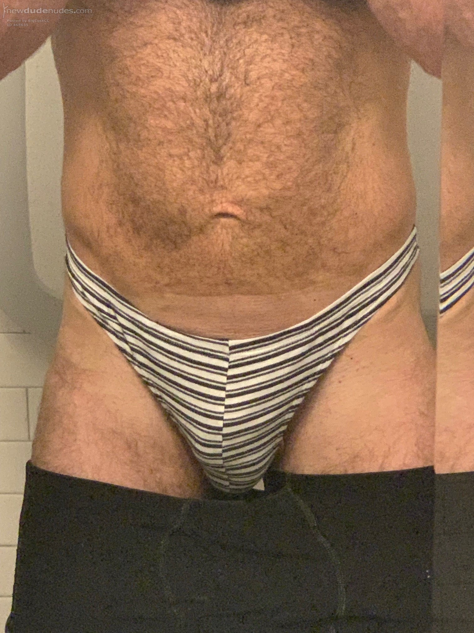 Cock In Striped Thong