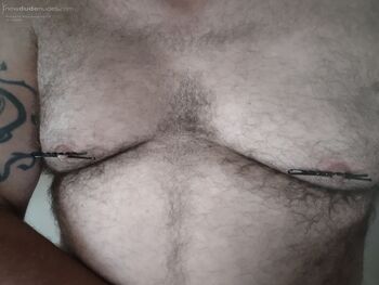 Pre cum covered, clipped nipples
