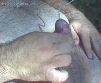 Edging outside strokin my fat cock/ PM me and tell me what you think.
