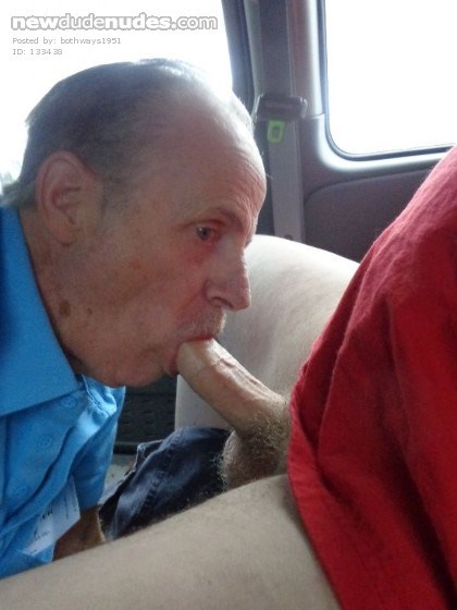 Getting a large load from a very nice cock. sucking him in my van